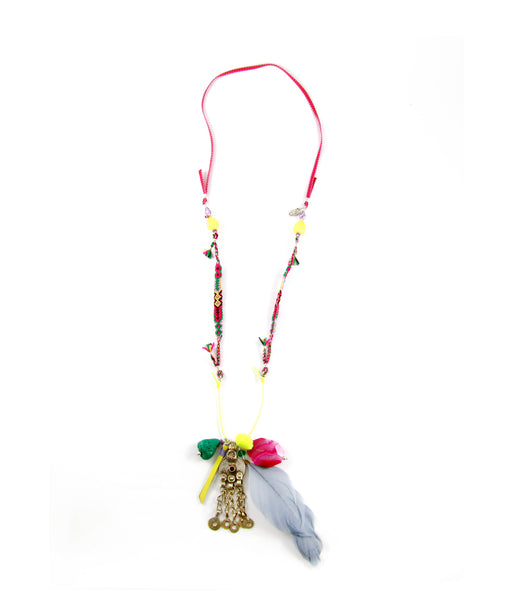 Carnaval fun feather cluster necklace